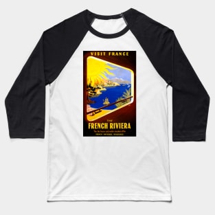 Vintage Travel Poster Visit France The French Riviera Baseball T-Shirt